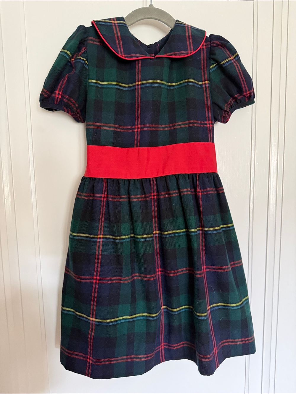 The Beaufort Bonnet Company Cindy Lou Sash Dress Holiday Plaid | Girls Size 7